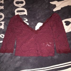 Kimchi Blue Red Lace Crop Top